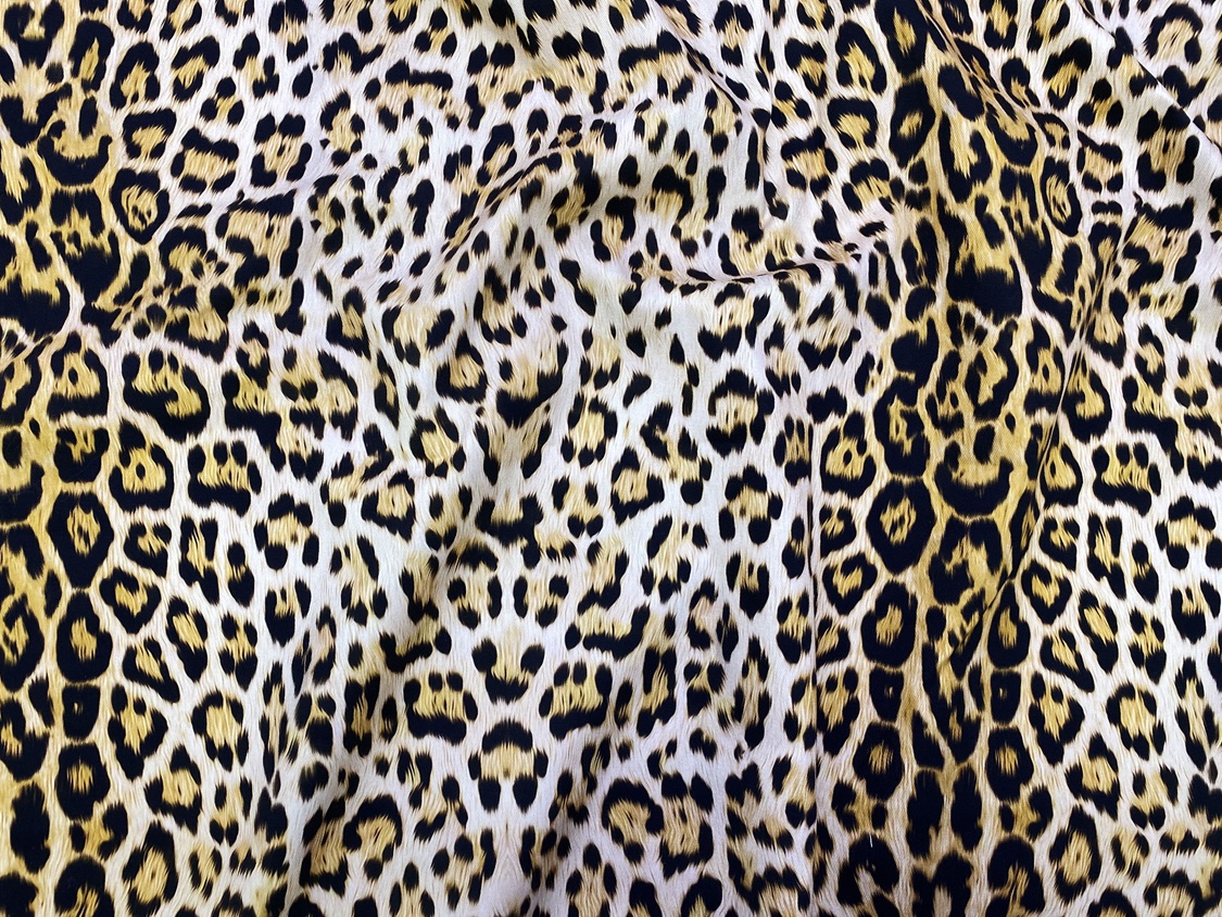 Ткань Джинса  бежевого цвета с принтом леопард 12625 2
