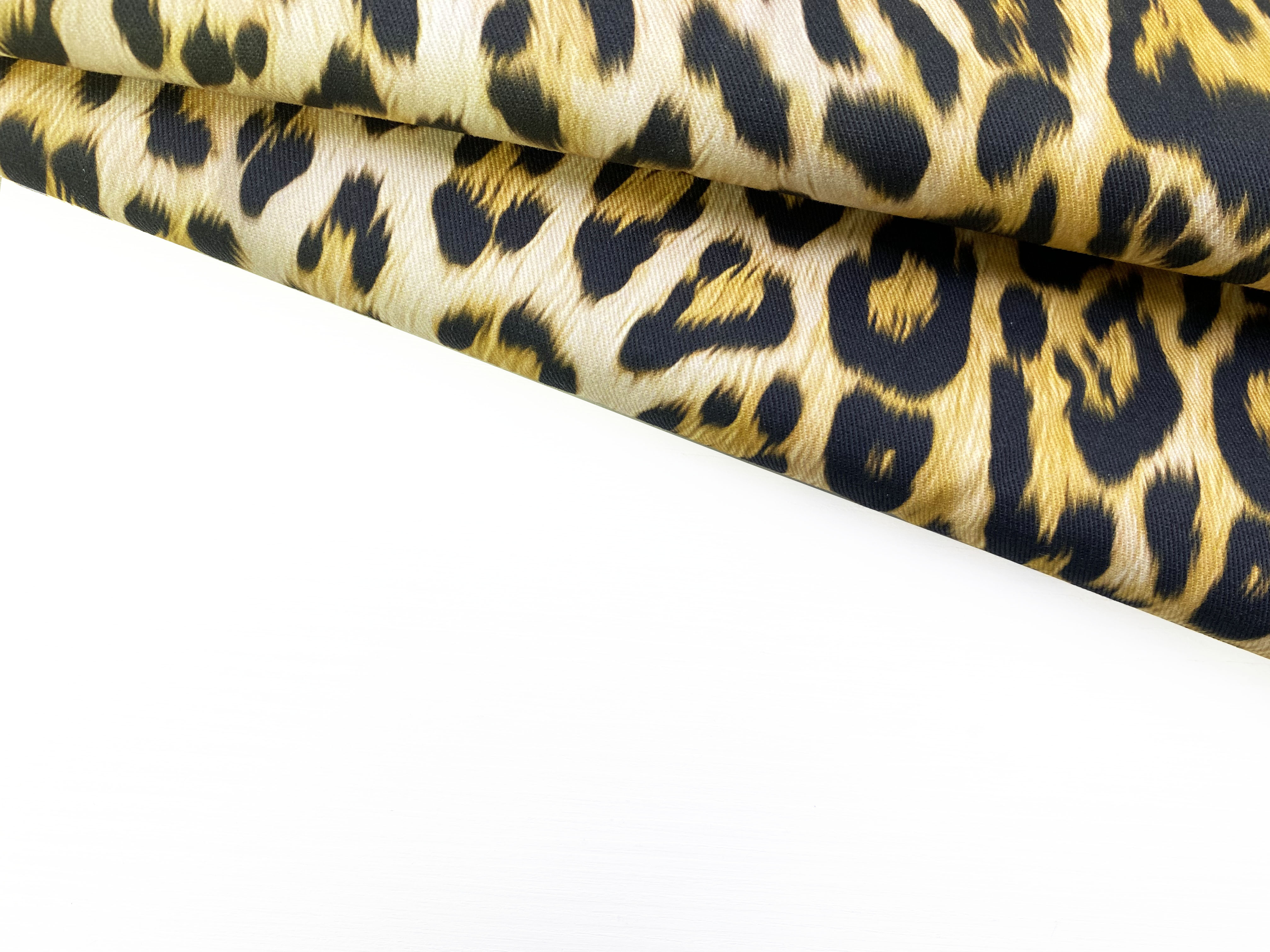 Ткань Джинса  бежевого цвета с принтом леопард 12625 4