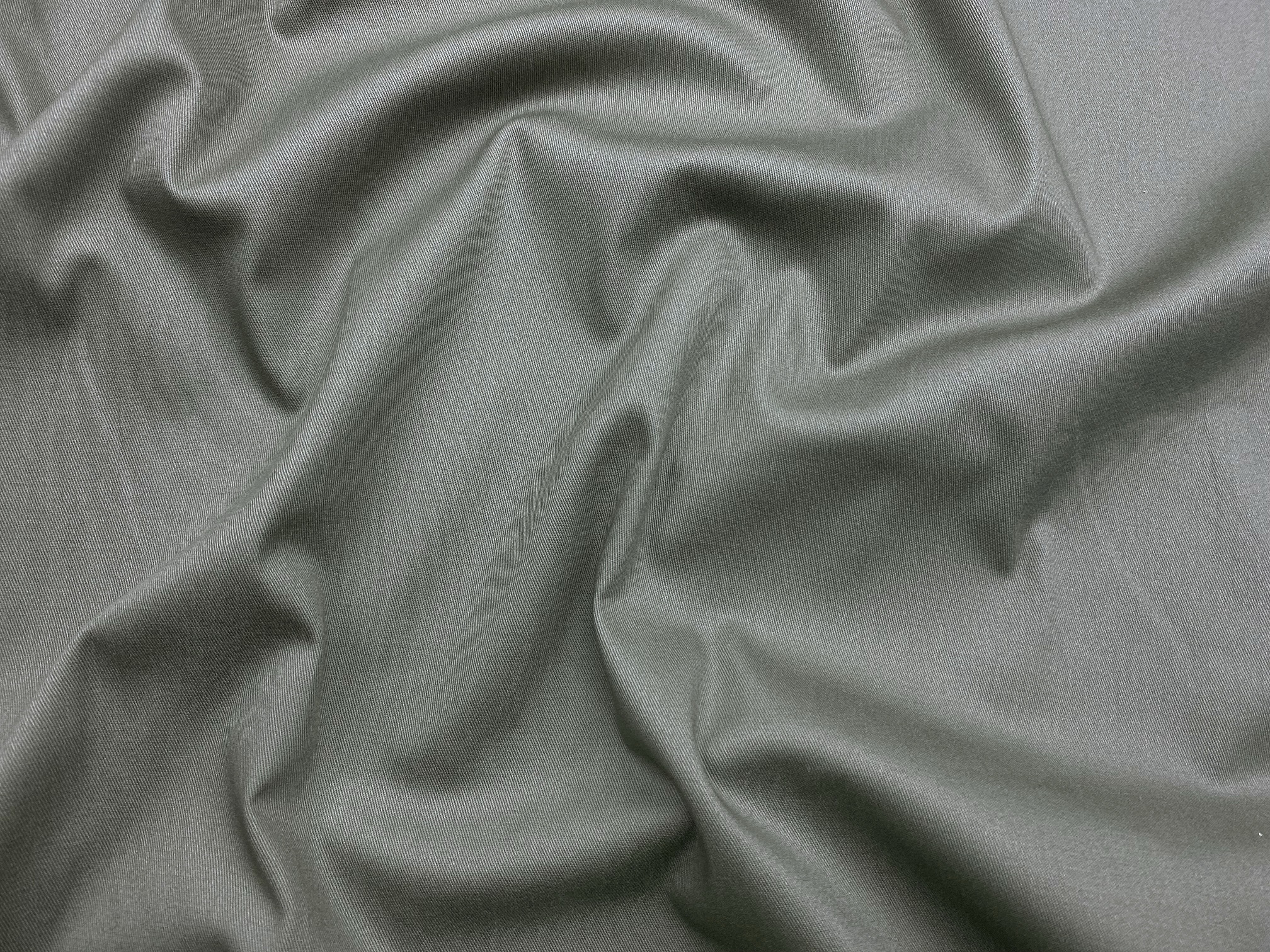 Ткань Хлопок серо-зелёного цвета однотонная  16849 3