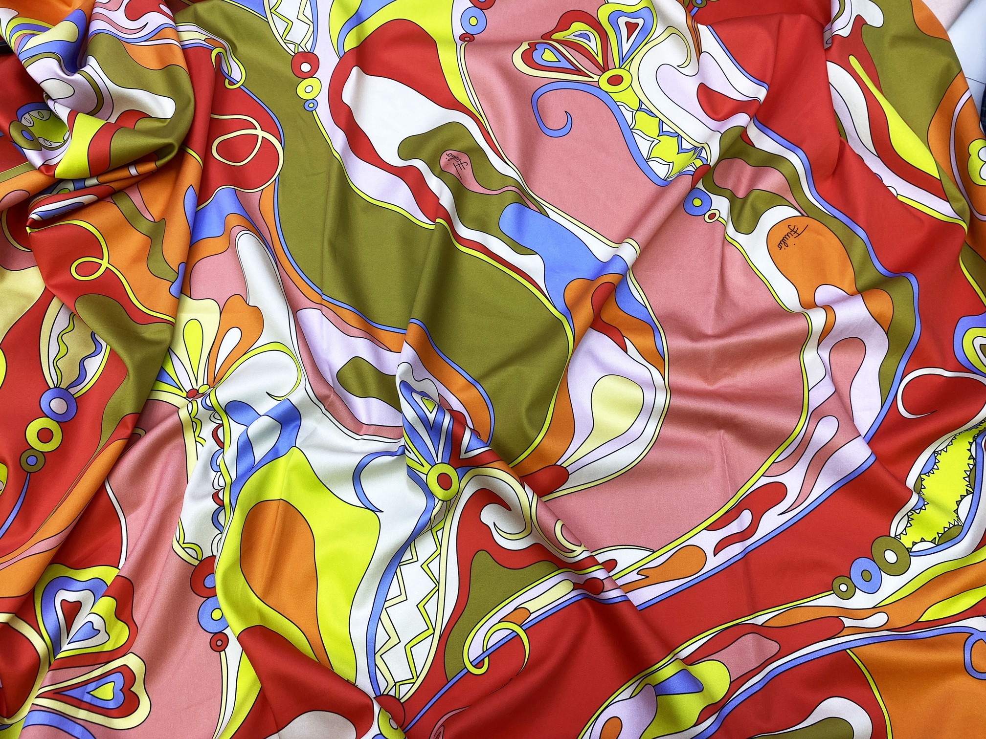 Ткань Хлопок  разноцветного цвета с принтом абстракция 14260 3