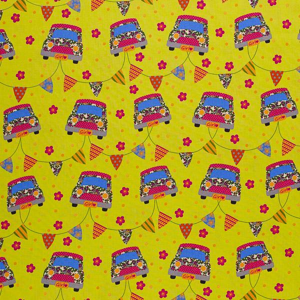 Ткань Хлопок принт - Машинка Girl 1 1