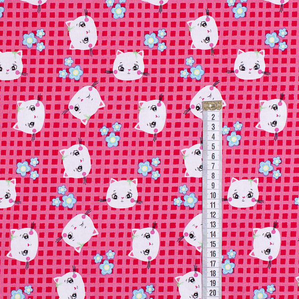 Ткань Хлопок принт - Котенок и цветочек 5 2